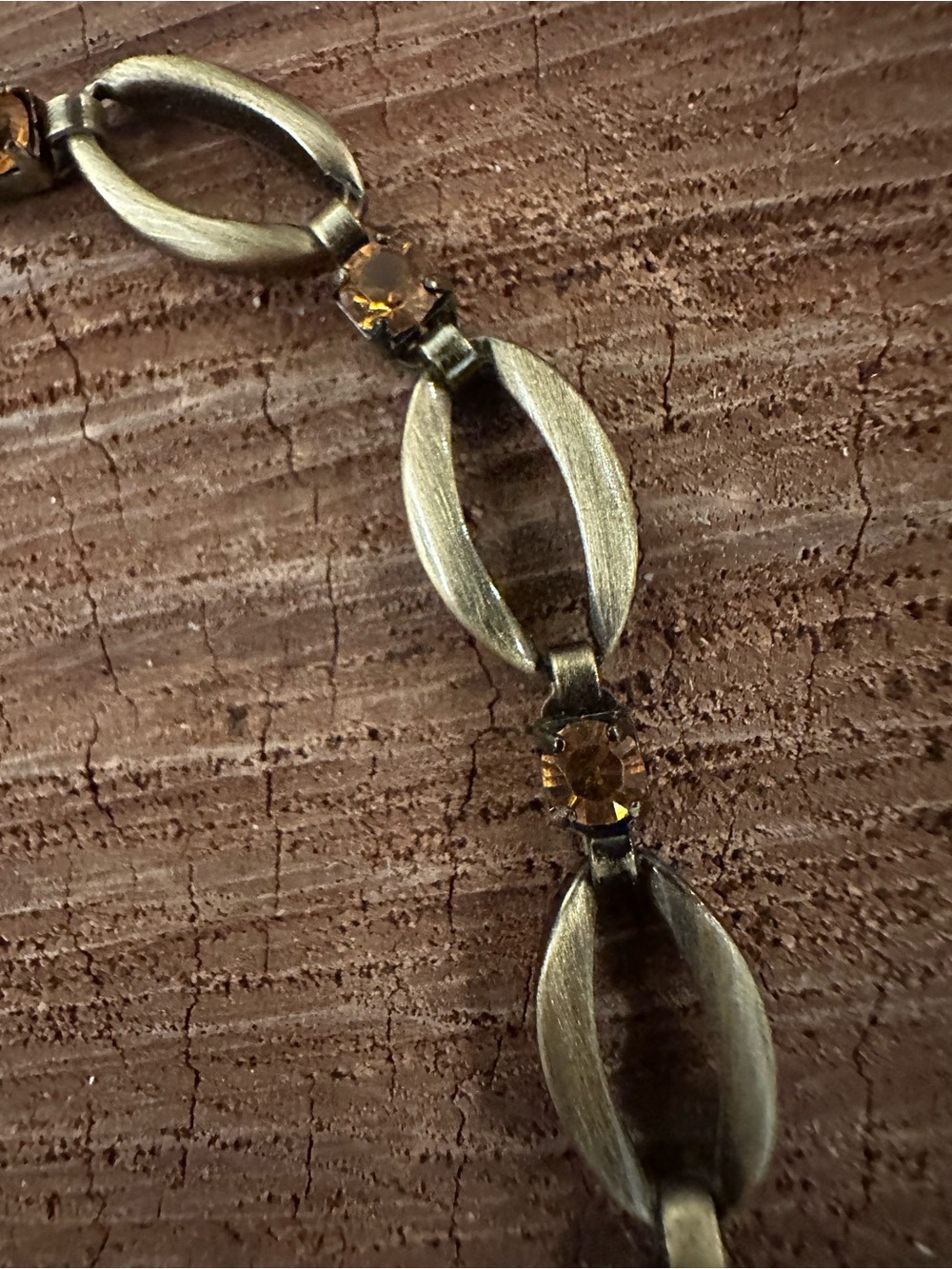 Gold Tone Oval-Link Bracelet with Amber Crystals - Picture 5 of 8